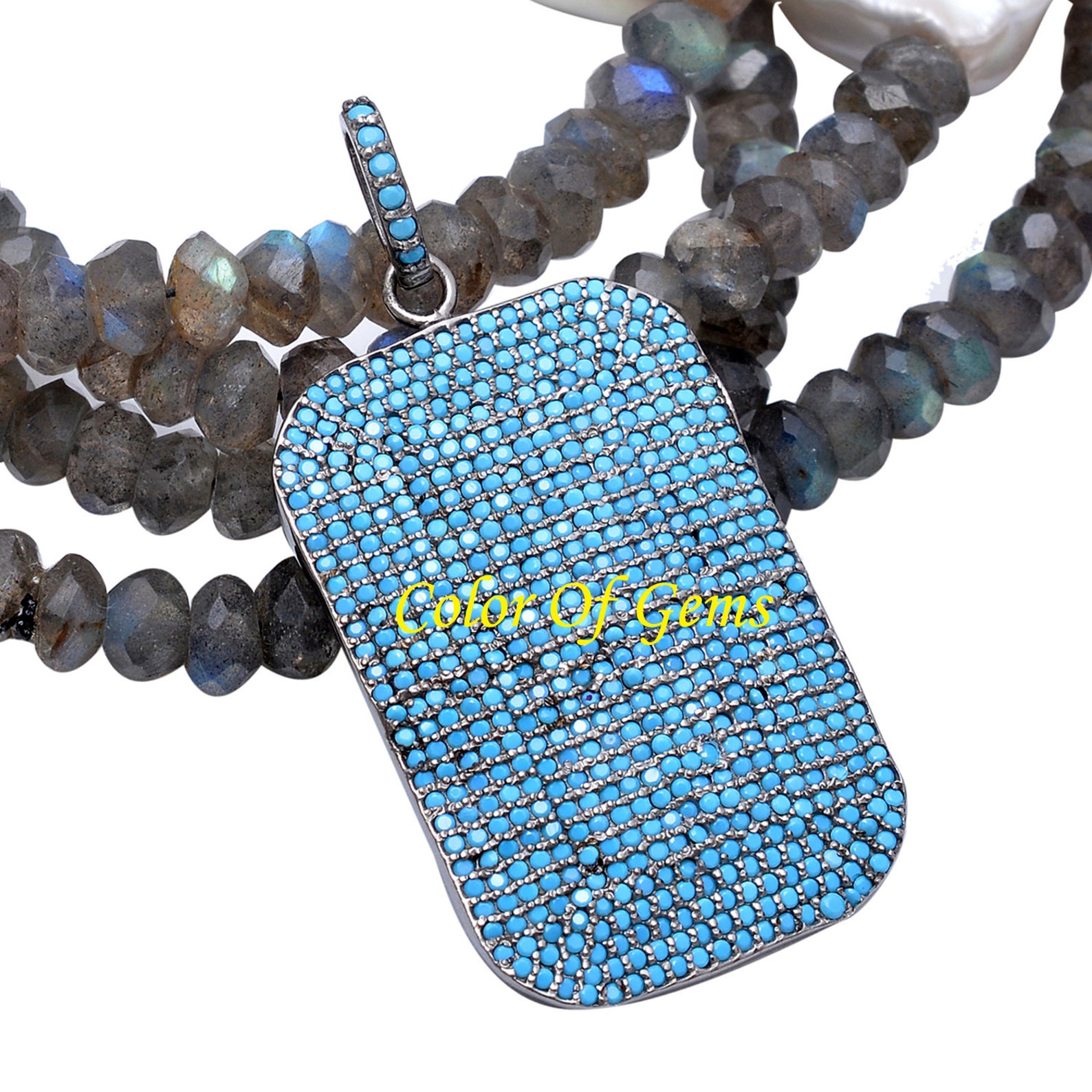 925 Sterling Silver Turquoise Pendant,turquoise Dog Tag Pendant,dog Tag