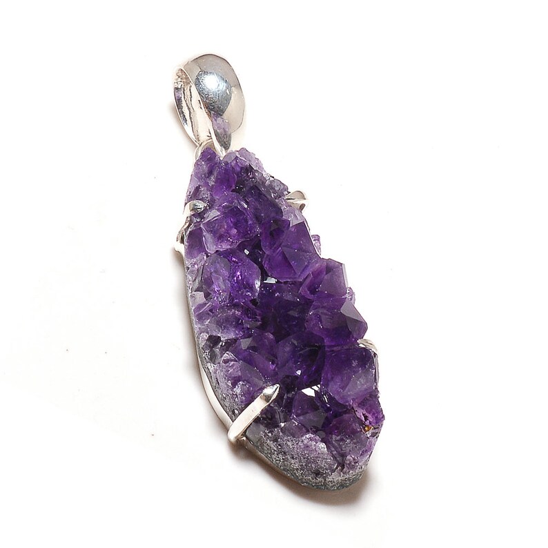 Amethyst Druzy Pendant,Amethyst Pendant,Amethyst Jewelry,Gemstone Healing Pendant,Hippy Pendant,Silver Pendant,Boho Pendant,Amethyst