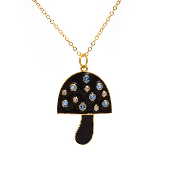 Mushroom Silver Charm,mushroom Charm,blue Topaz Mushroom  display picture 1