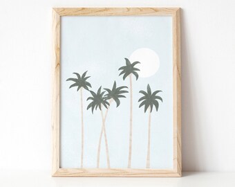 instant download Breeze Beach tropical bright photo Mint Palm Trees digital print sun wall art palm trees