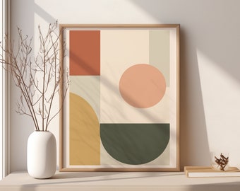 Bauhaus wall art print, bauhaus poster print to download, bauhaus exhibition poster Gallery wall green and pink abstract retro wall decor