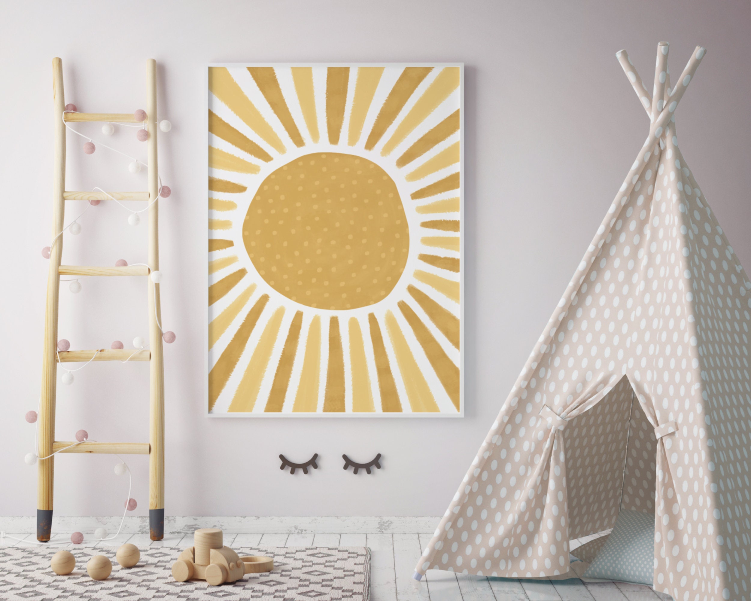 Nursery sun print abstract sun print boho nursery decor sun Etsy