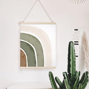 Arcoíris verde oliva imprimible, lámina descargable de arcoíris tonos tierra, decoración boho infantil, decoración de pared moderna niños image 5