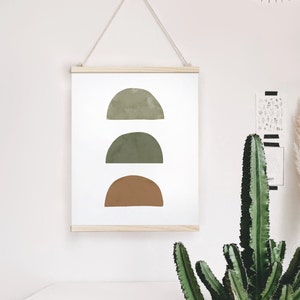 Geometric shapes art, abstract sage green print earth tone wall art, large wall art, boho abstract art mid century modern simple artwork image 4