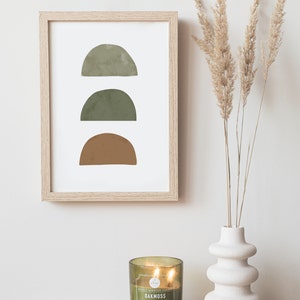 Geometric shapes art, abstract sage green print earth tone wall art, large wall art, boho abstract art mid century modern simple artwork image 3