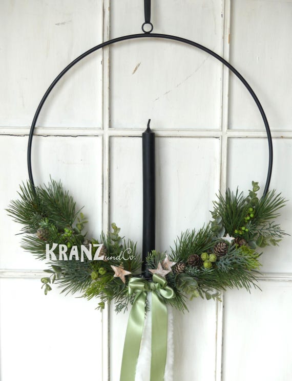 Türkranz künstlich – Tannenkranz – Loop Kranz – Adventskranz Weihnachten – Fensterkranz - Weihnachtsdeko modern - Weihnachtskranz