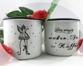 Vintage enamel cup coffee aunt with saying quot The only real fairy is coffee quot
