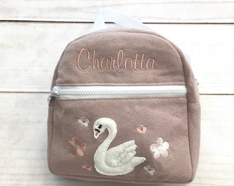 Rucksack personalisiert, Rucksack mit Schwan, Kindergartenrucksack