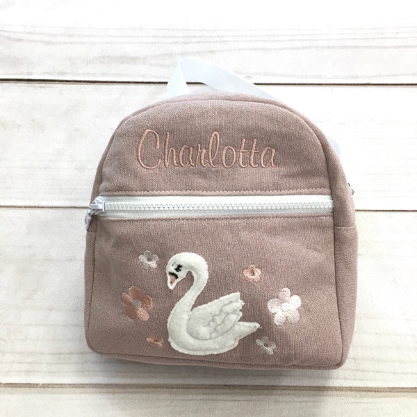 Rucksack personalisiert, Rucksack mit Schwan, Kindergartenrucksack