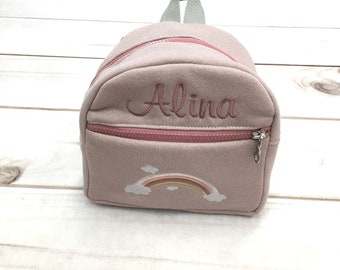 Rucksack personalisiert, Rucksack mit Regenbogen, Kindergartenrucksack