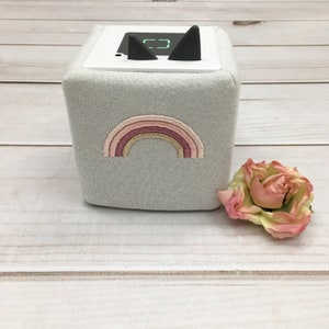 Protective cover for music cubes, WiFi speakers, game cubes, gift box, with rainbow, offwhite with glitter, Nstyle Fashion