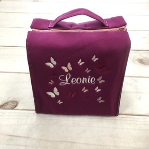 Bag with name, jukebox bag, with butterflies, berry, friends book bag, kindergarten bag, Nstyle Fashion