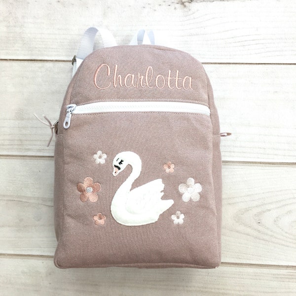 Rucksack personalisiert, Rucksack mit Schwan, Kindergartenrucksack