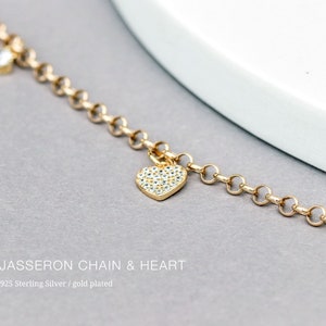 Charm bracelet with charm pendant 925 silver, zirconia and zirconia heart pendant, gift for her Valentine's Day gift, individual