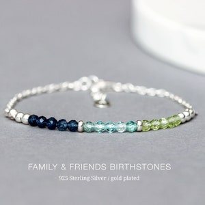Geboortesteen armband familie vrienden, cadeau moeder, vriendin, familie & vrienden armband 925 zilver, ankerketting - Valentijnsdag cadeau