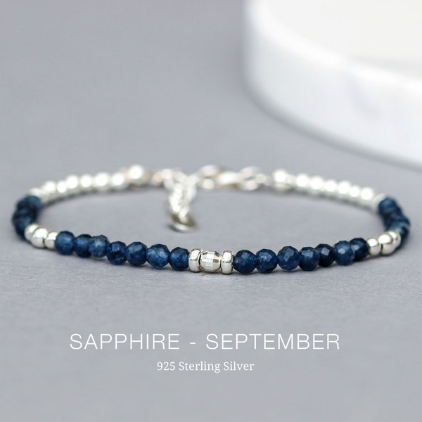 Saphir Armband, September Geburtsstein Armband, 925 Sterling Silber