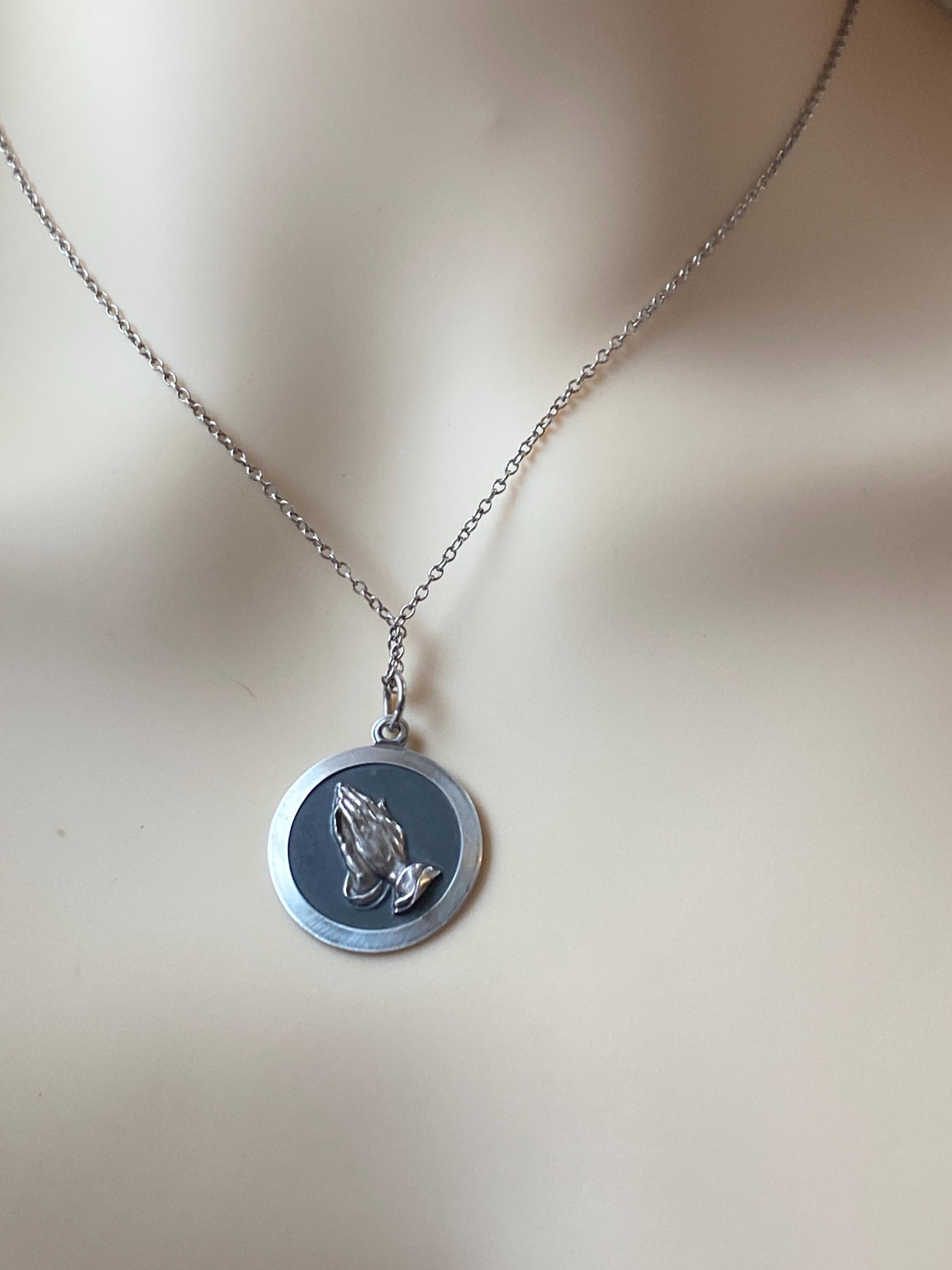 Silver 925 Pray Hand ＆Old school Chain Vintage Silver Praying Hands Pendant & 19 Inch Chain. - Etsy