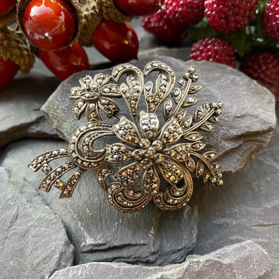 Vintage Marcasite Bouquet Brooch.