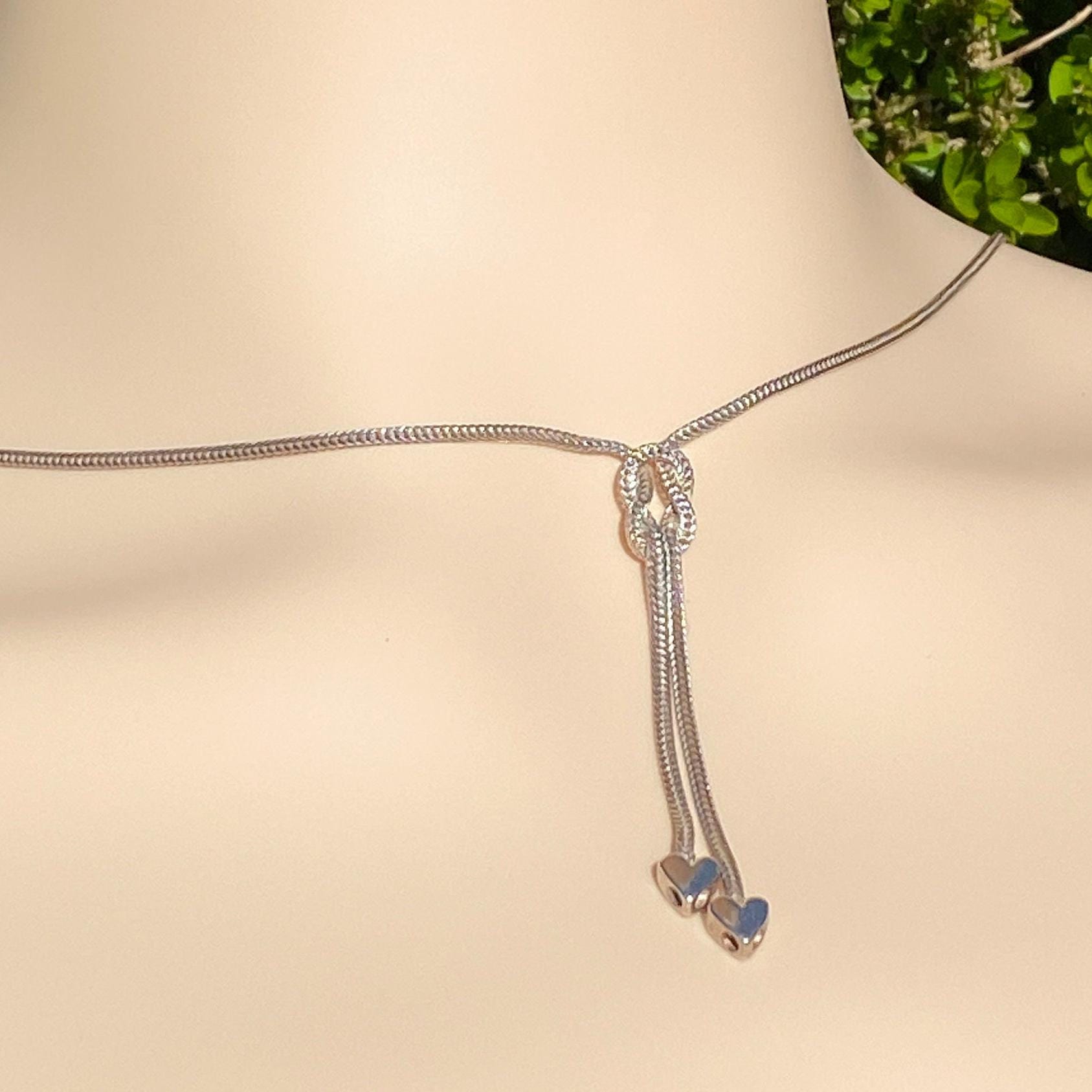 Vintage Stefani St Jacques Heart Necklace With Herringbone Knotted