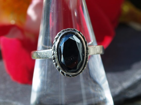 Vintage Sterling Silver Haematite Ring Size N 1 2 or 7 US. Etsy Canada