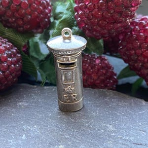 Vintage Silver Post Box Charm or Pendant.