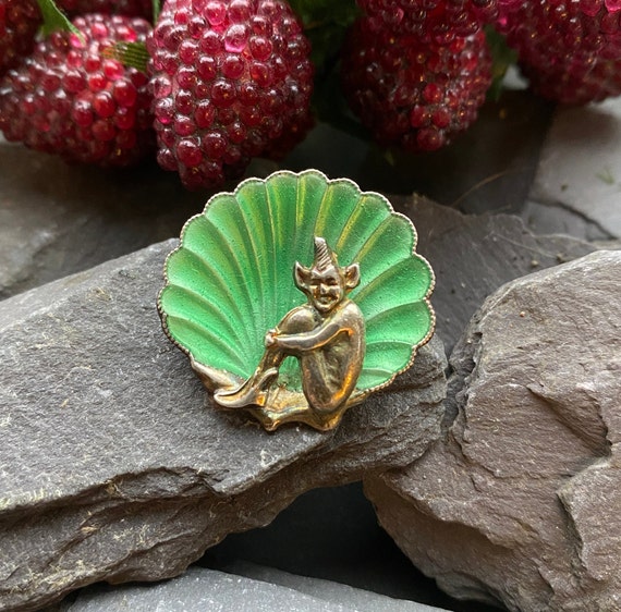 【後払い手数料無料】 Instone Bernard Vintage Enamel Sterling in Brooch Pixie シルバー