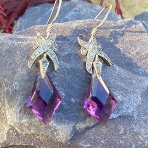 Vintage Amethyst Paste Drop Earrings.