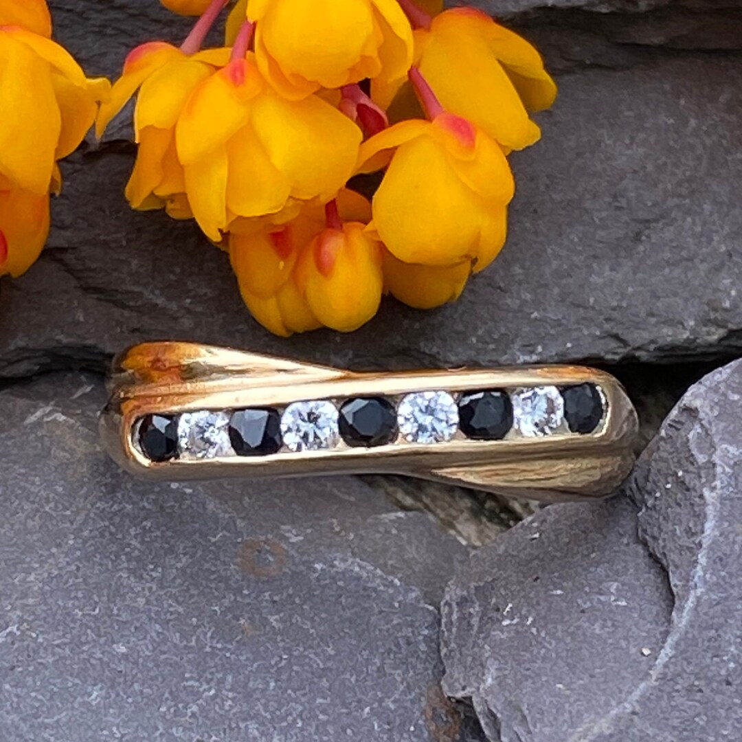 9ct Yellow Gold Sapphire & Cubic Zirconia Eternity Ring Size N Etsy