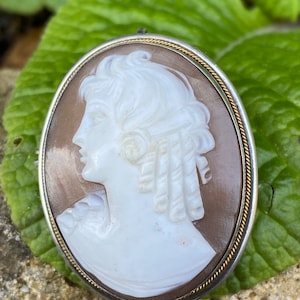 Silver & Gold Cameo Vintage Brooch and Pendant.