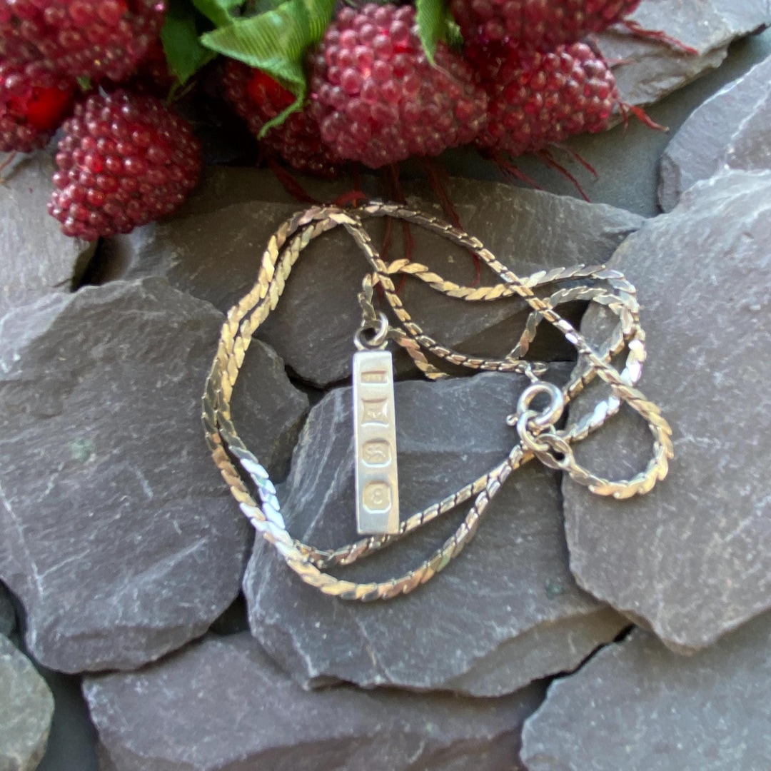 Vintage Silver Ingot Pendant & 19 Inch Chain. - Etsy