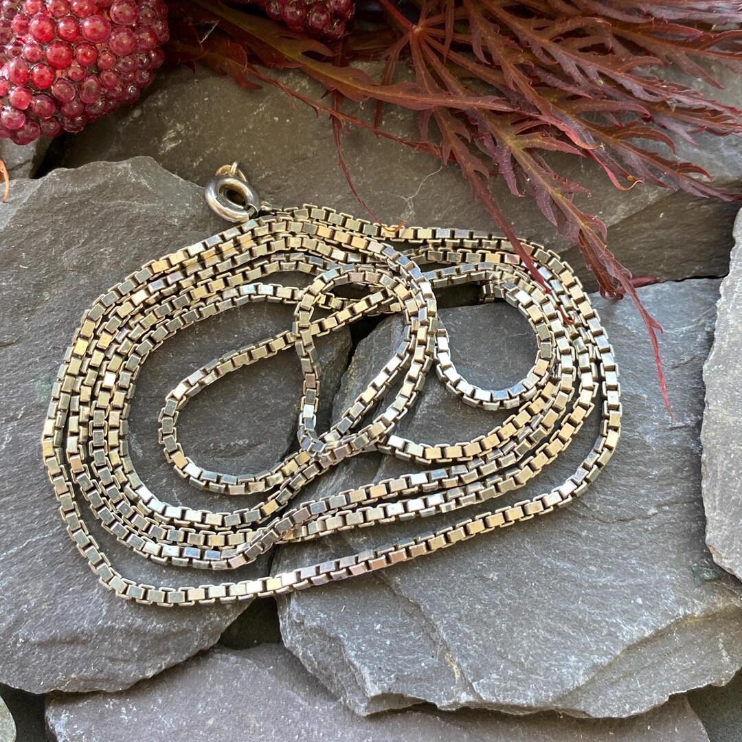 Vintage Silver 31 Inch Box Link Chain. - Etsy