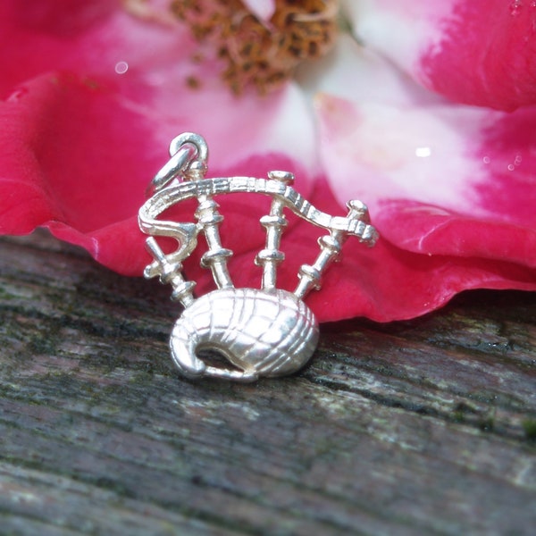 Vintage Silver Bagpipe Charm or Pendant.