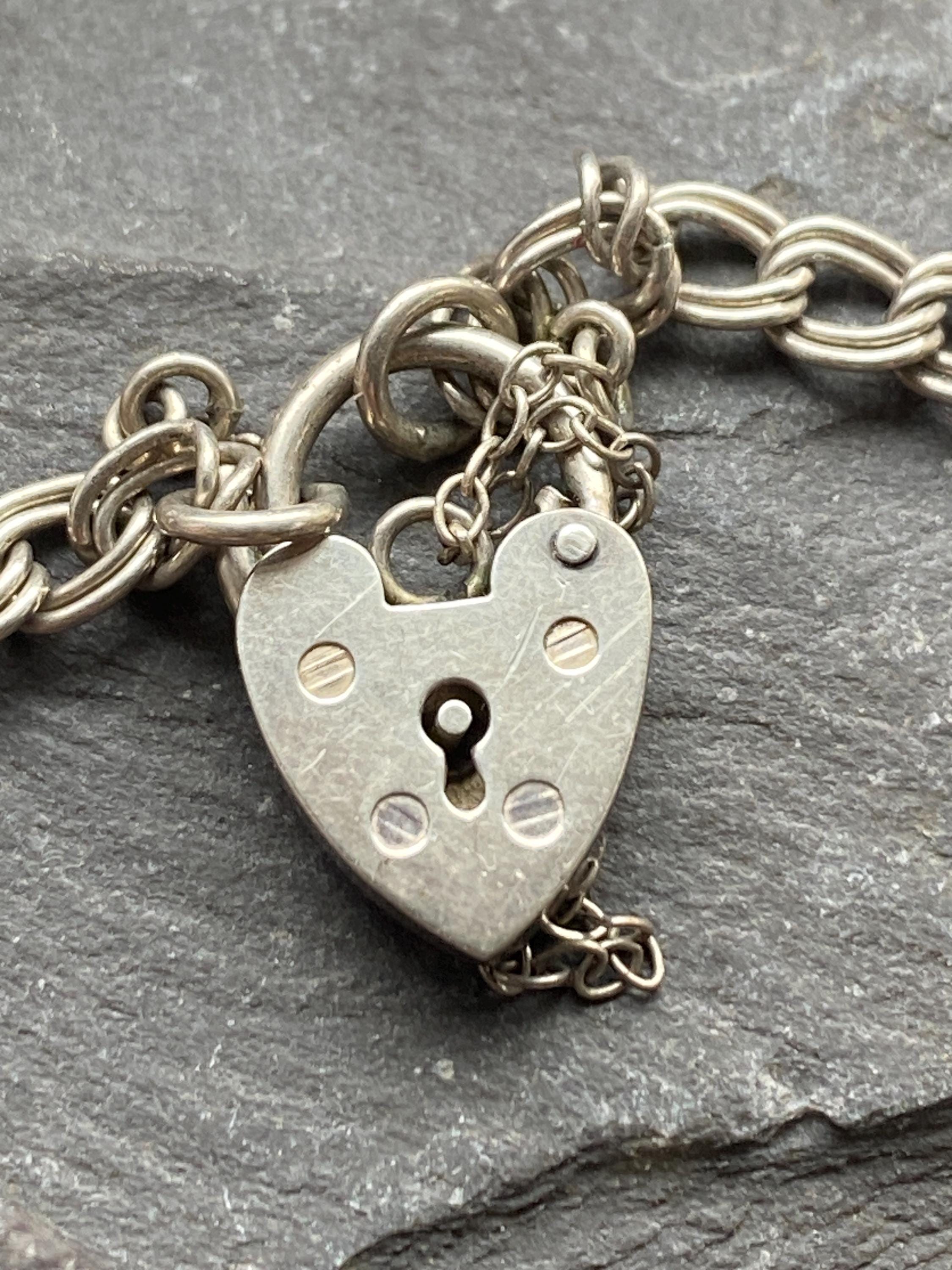 Vintage Silver Charm Bracelet With Padlock Closure. - Etsy