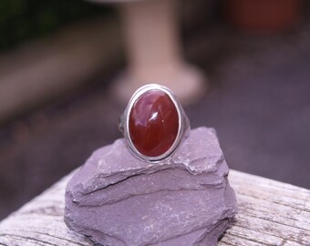 Sterling Silver Carnelian Ring Size U 1/2 or 10 1/2 US.