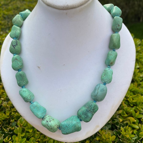 Vintage Turquoise Bead Necklace With Ornate Silver Clasp - Etsy