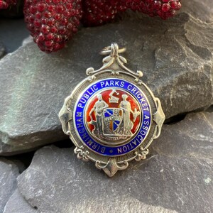 Vintage Silver & Enamel Birmingham Cricket Fob/Medal.