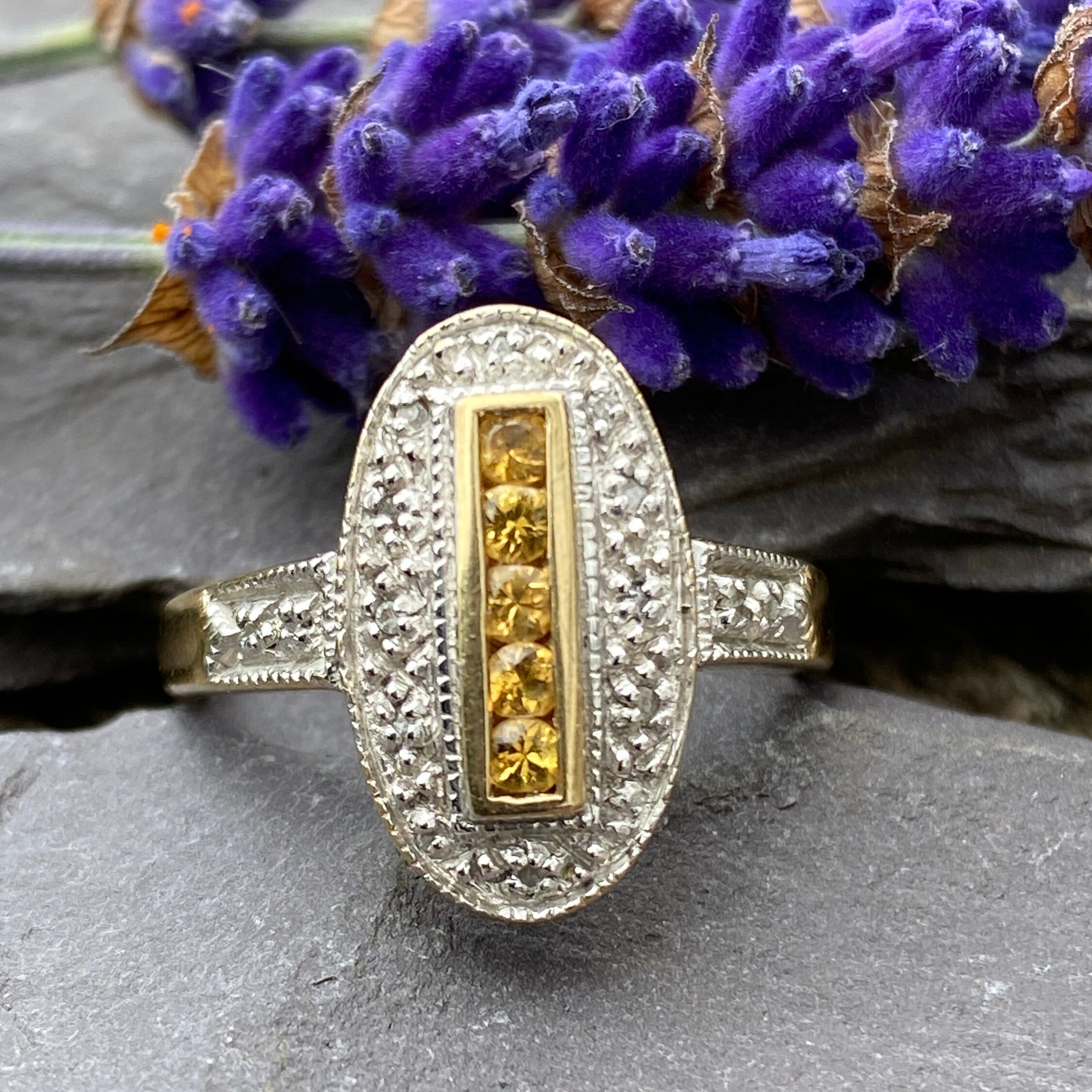 UK 1931 9ct Art-Deco Ring 10号