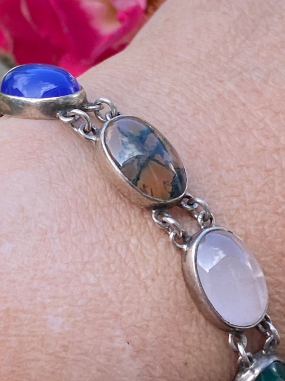 Vintage Sterling Silver Multi Gemstone Bracelet Birmingham