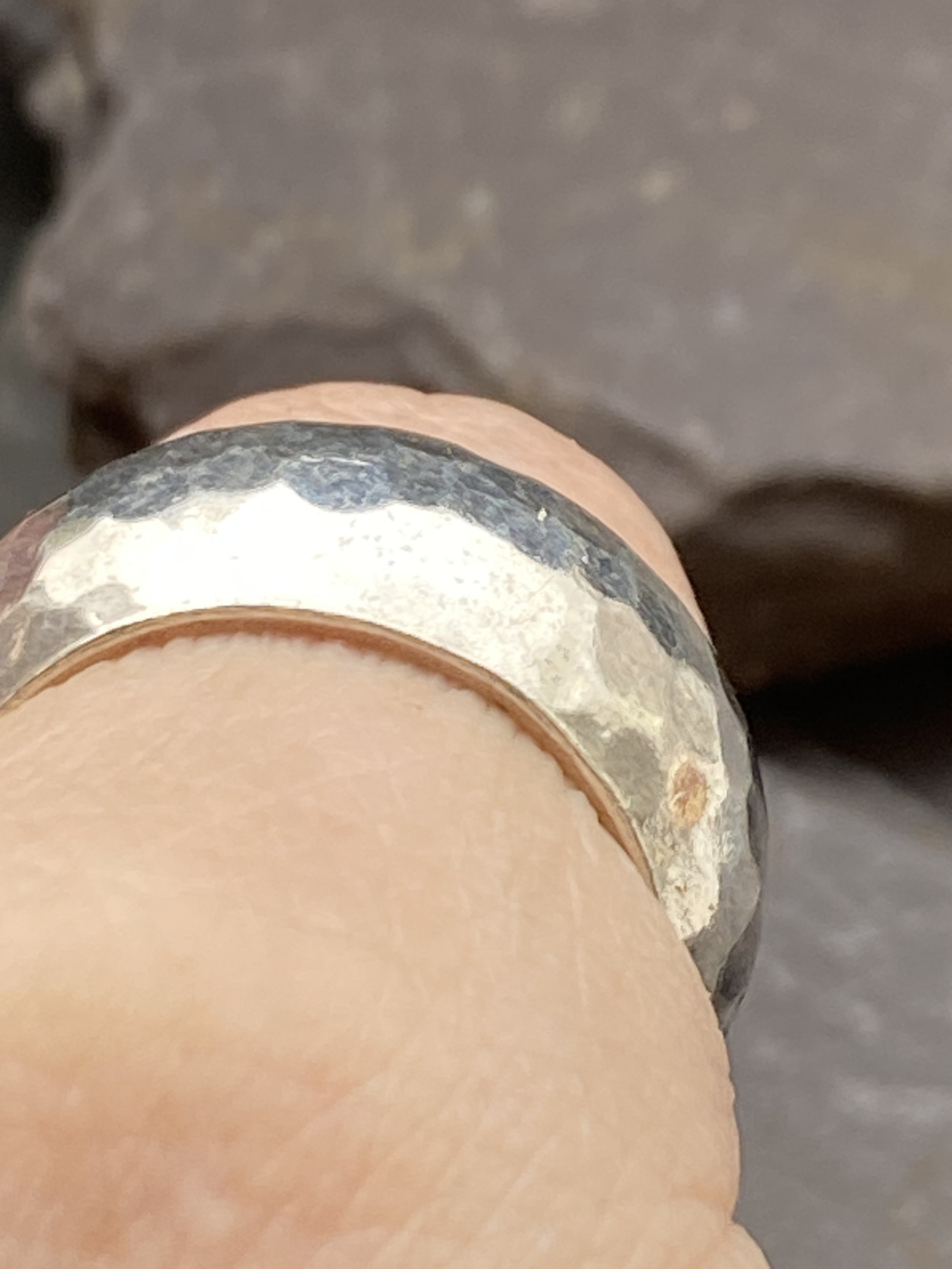 Sterling Silver Wide Band Statement Ring With Hammered Finish. - Etsy