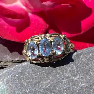 Vintage 9ct Aquamarine Ring Size N 1/2 or 7 US.