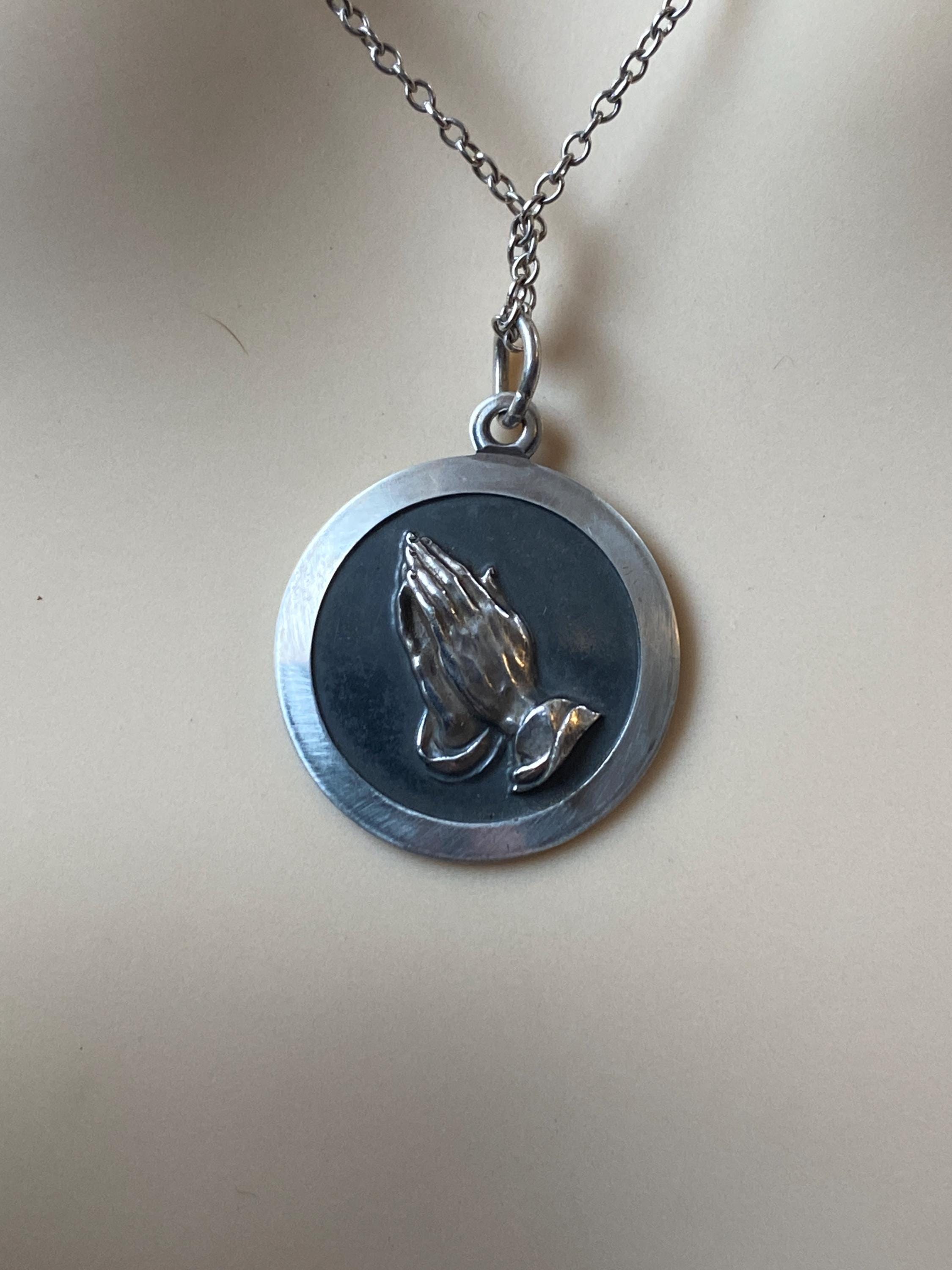 Vintage Silver Praying Hands Pendant & 19 Inch Chain. - Etsy