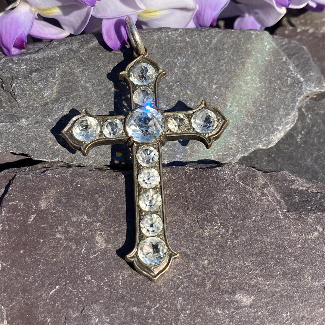 Antique Victorian Paste Cross Pendant in Silver Plate. - Etsy