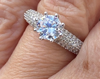Bague Couple Argent Sterling 925 Avec Zircon - Réglable Hypoallergénique - Cadeau Saint-Valentin Ou Mariage