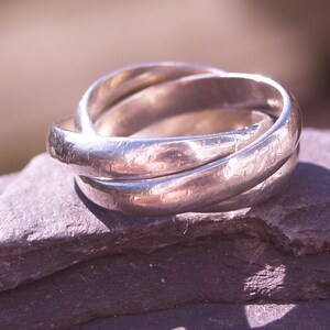 Vintage Sterling Silver Three Band Wedding Ring Size N or 3/4 US