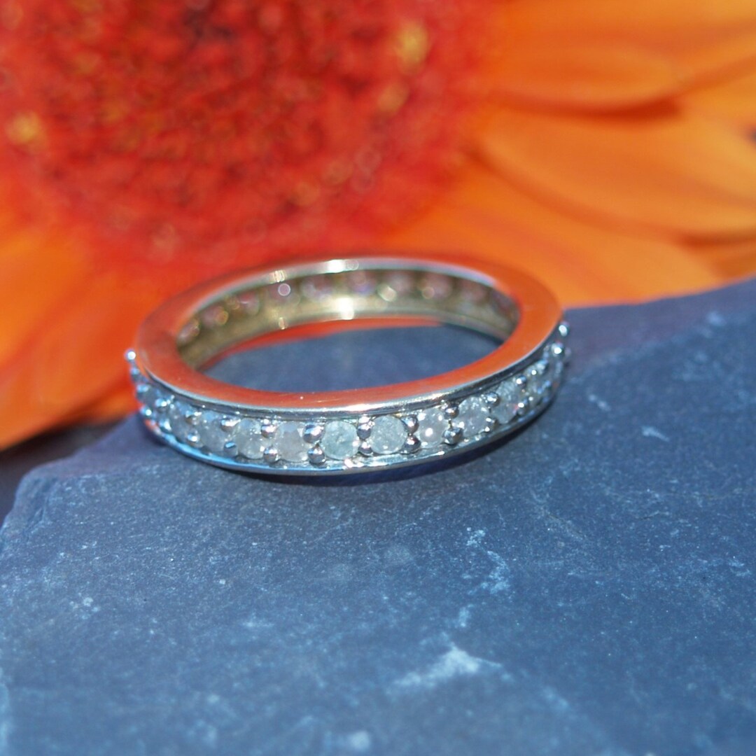 9ct Gold Diamond Full Eternity Stackable Ring Size L 1/2 or 6 US. - Etsy