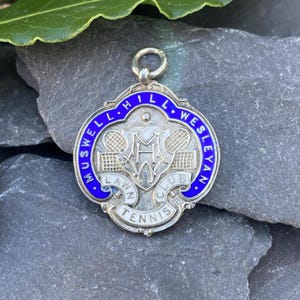 Antique Silver & Enamel Fob Pendant Lawn Tennis Award.