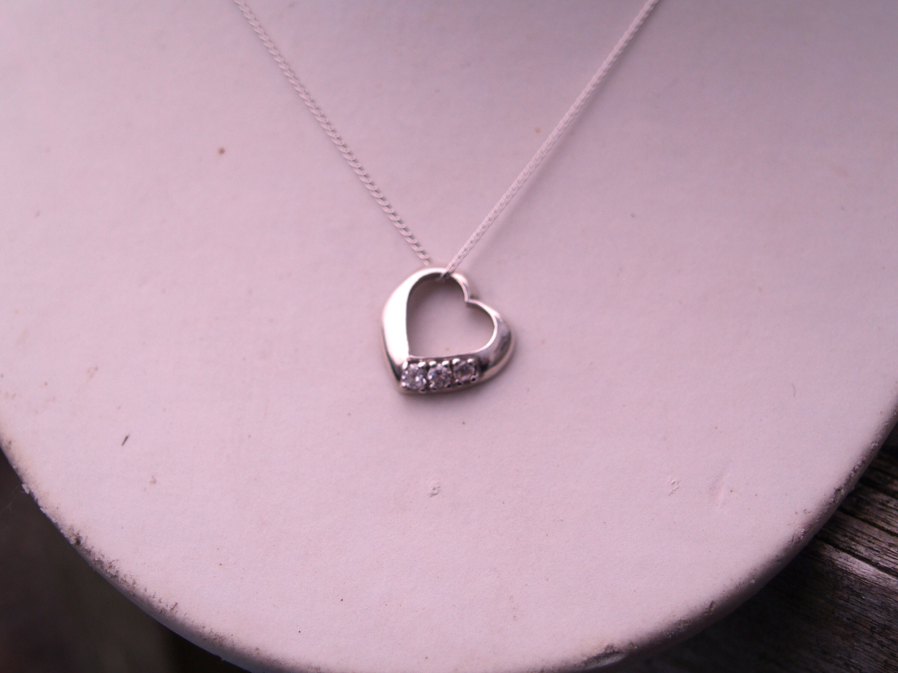 Floating Cuore Ciondolo 925 Argento Sterling Collana Con Catena di Qualità Nuovo