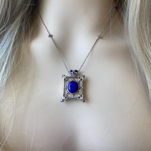 Lords Prayer Locket Necklace With Lapis lazuli.