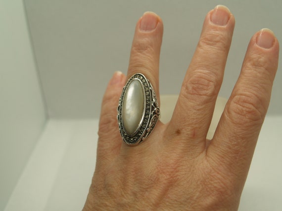 Oval Pearl & Marcasite Ring Oval Pearl & Marcasite Ring