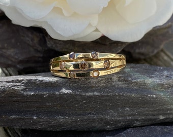 Handmade 9ct Yellow Gold Dress Ring Set With Old Mine Cut Diamonds   Antique Style Statement Ring - Etsy